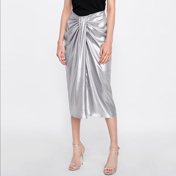 Zara Dresses & Skirts - Zara Metallic Effect Draped Skirt